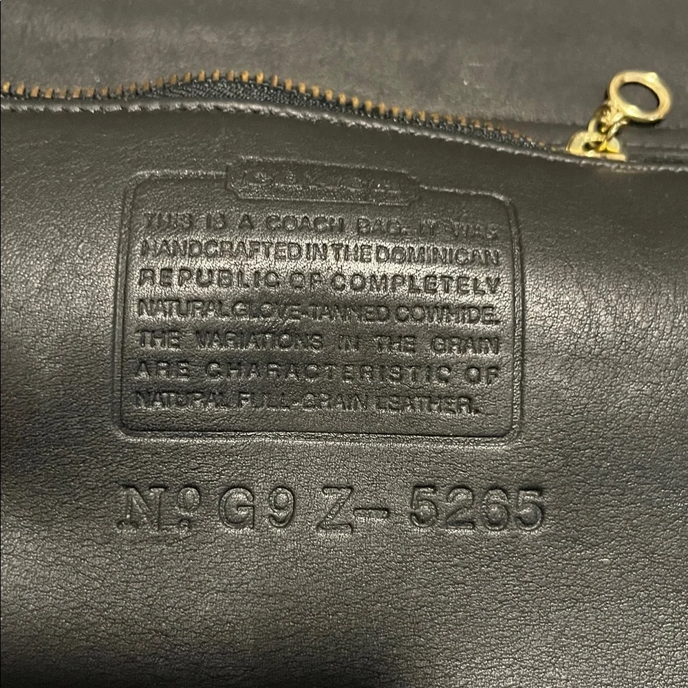 Coach Black Leather Laptop Briefcase with Gold Turn-Lock